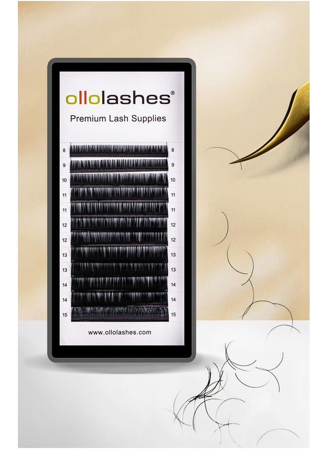 OLLOLASHES - Eyelash Extension B C Cc D J Curl Mix 5-20Mm 0.03 0.05 0.07 0.15 Super Matte Classic Lash Extensions Professional Supplies For Lash Techs (C-0.05, 8-15Mm) - Image 1