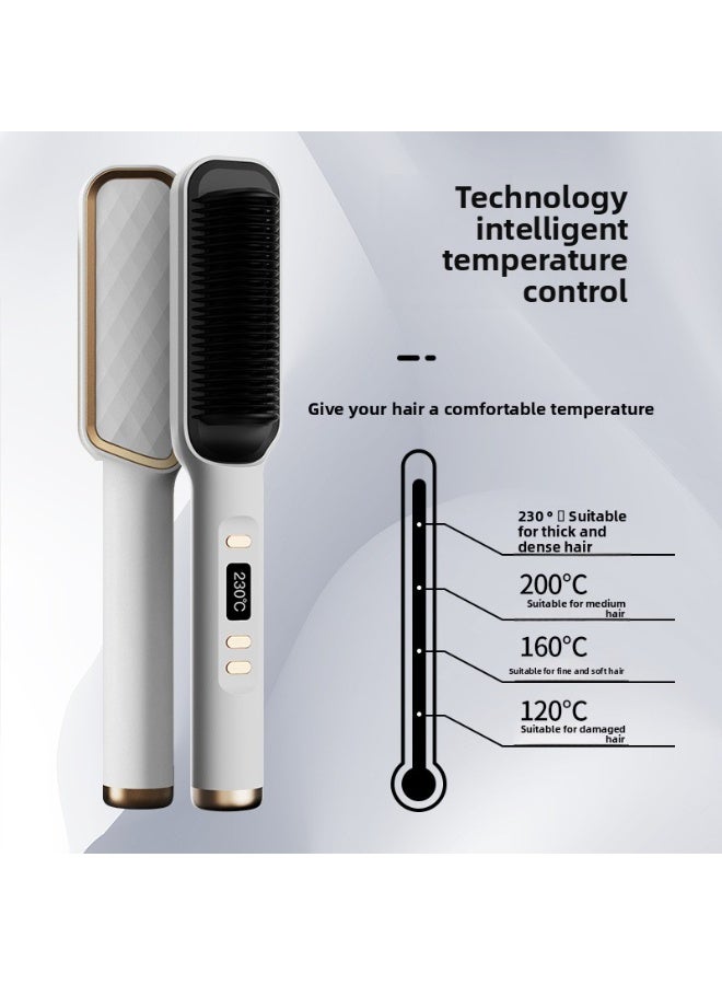 Negative Ion Hair Straightener Brush, Hair Straightener, Non-Damaging to Hair, 2-in-1 Hair Straightening & Curling Iron for Lazy People, Electric Curling Brush - Image 4
