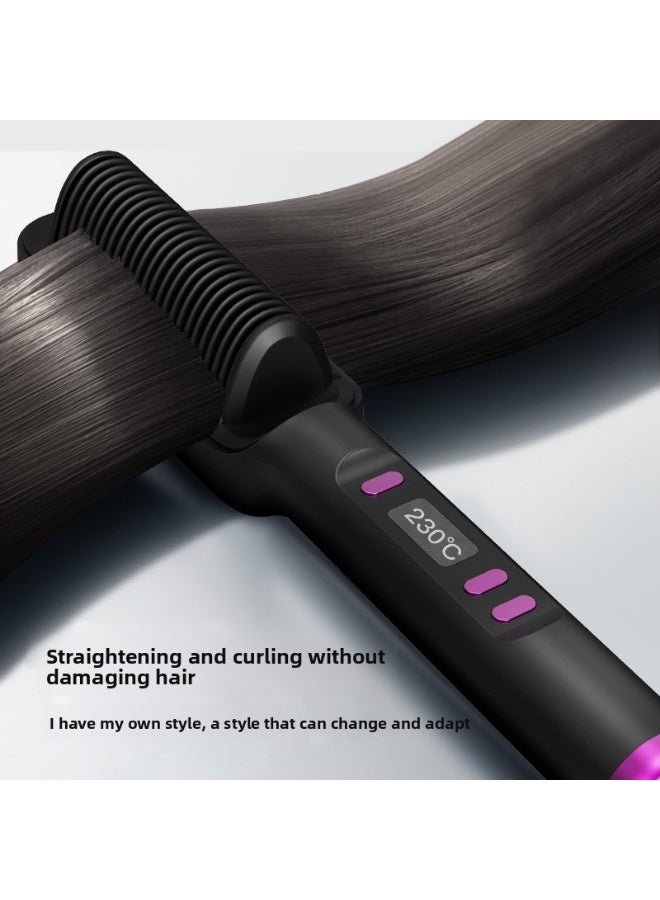 Negative Ion Hair Straightener Brush, Hair Straightener, Non-Damaging to Hair, 2-in-1 Hair Straightening & Curling Iron for Lazy People, Electric Curling Brush - Image 5
