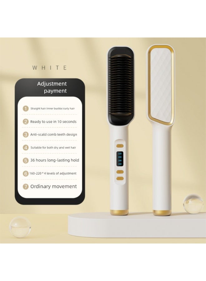 Negative Ion Hair Straightener Brush, Hair Straightener, Non-Damaging to Hair, 2-in-1 Hair Straightening & Curling Iron for Lazy People, Electric Curling Brush - Image 2