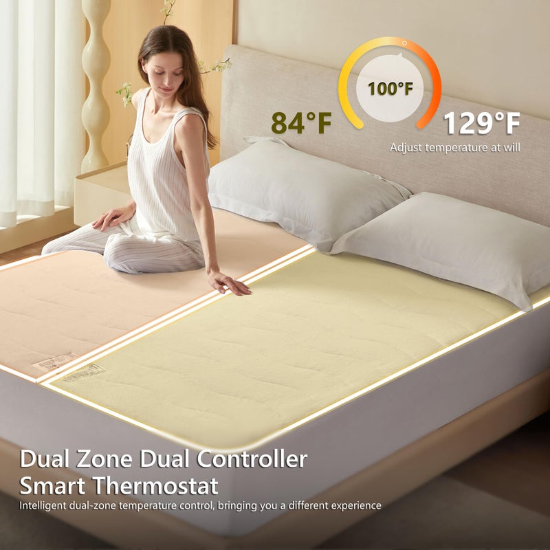 Cozorbt Heated Quilted Wave Mattress Pad,King Size Dual Control,Soft Bed Warmer,10 Heat Settings,1-12 Hours Auto-Off,Fast Heating,ETL Certified,Machine Washable,Fit Up to 18" Deep Pocket,78"x80" - Image 3