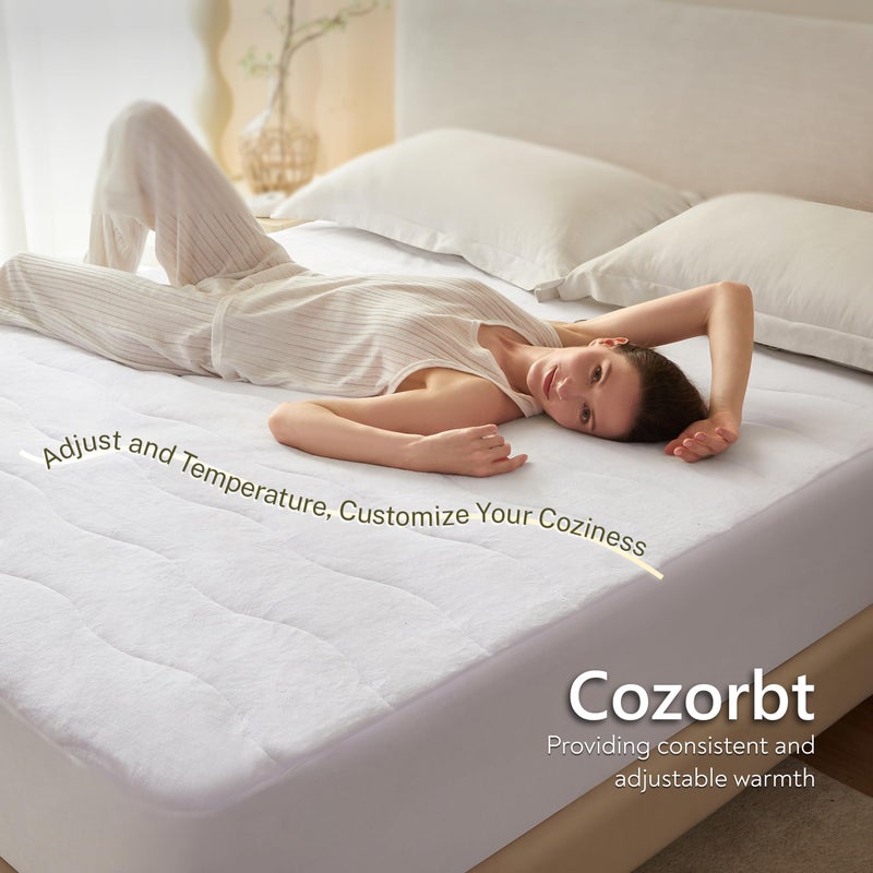 Cozorbt Heated Quilted Wave Mattress Pad,King Size Dual Control,Soft Bed Warmer,10 Heat Settings,1-12 Hours Auto-Off,Fast Heating,ETL Certified,Machine Washable,Fit Up to 18" Deep Pocket,78"x80" - Image 2