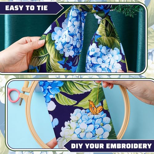 CraftyDream Wreath Sash for Front Door Wreath Satin Sash Blank Sashes Embroidery Monogram Yard Doorway Indoor Outdoor Wall Ribbon Bow Home Decor(Blue, Green,Summer Hydrangea) - Image 4