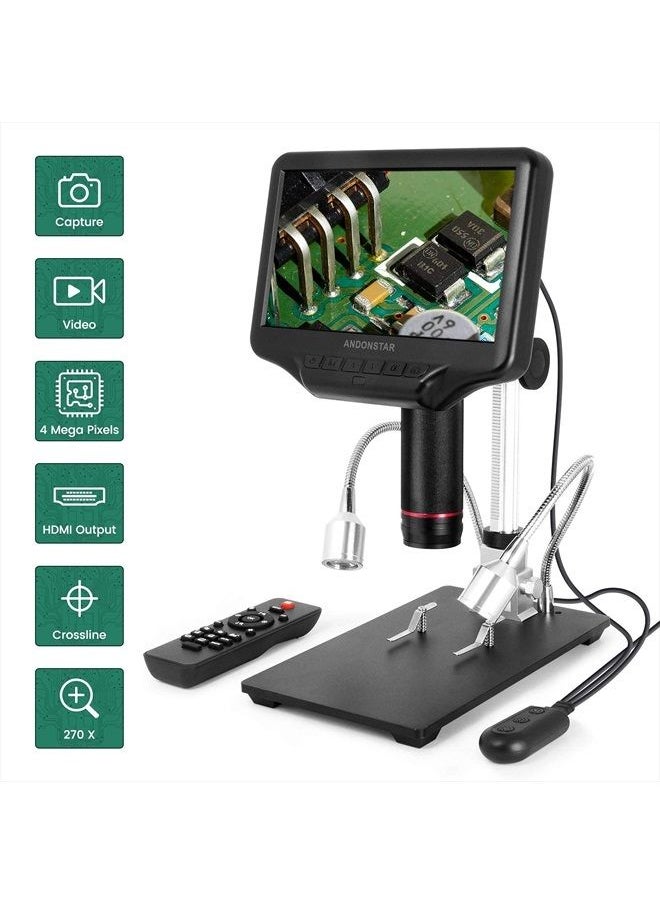 Andonstar - AD407 1080P 3D HDMI 4MP Soldering Digital Microscope with 7-inch HD LCD Display and 270X Magnification Portable Tool for PCB Phone Repair, DIY Electronics and SMD/SMT/BGA - Image 1