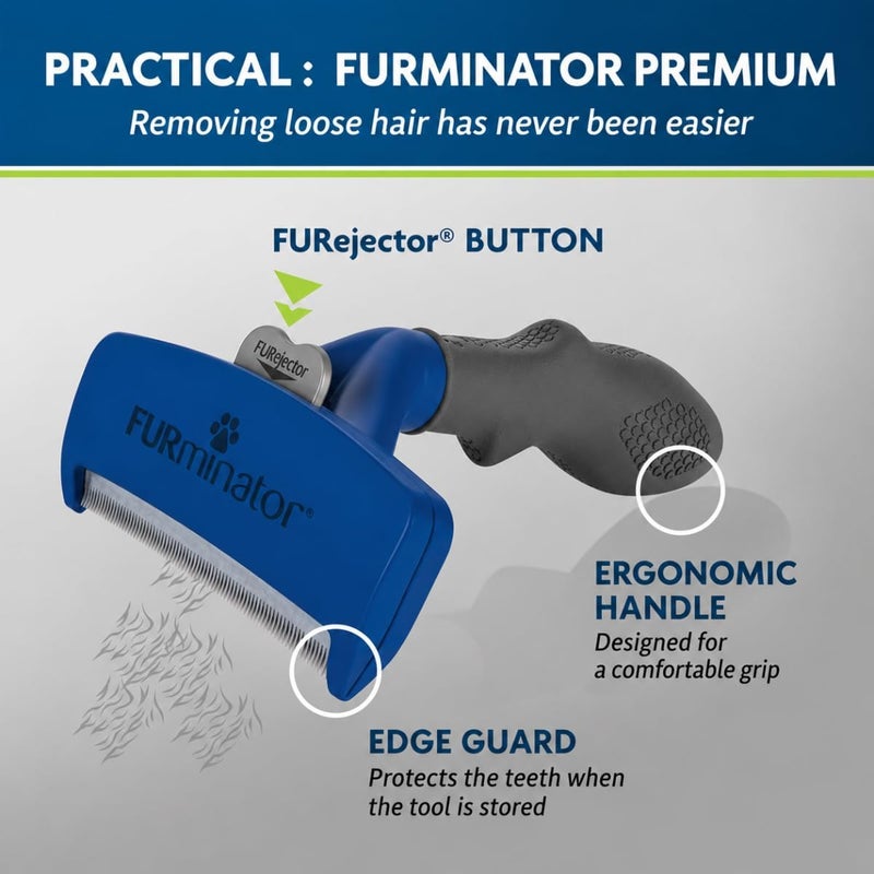 فورمينوتر أداة إزالة الطبقة السفلية من الفرو من FURminator للكلاب ذات الشعر الطويل الكبيرة، وزن 23-41 كجم سهل الالتقاط والاستخدام - Image 4