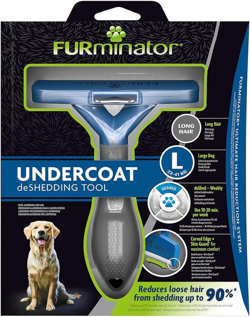 فورمينوتر أداة إزالة الطبقة السفلية من الفرو من FURminator للكلاب ذات الشعر الطويل الكبيرة، وزن 23-41 كجم سهل الالتقاط والاستخدام - Image 1