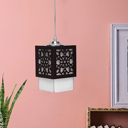SINOMAN Board-Wood Laser Cut Flower Design Hanging Ceiling Pendant Light for Living Room/Bedroom/Kitchen/Over the Dining Table (Star SL, Without Bulb) - Image 1