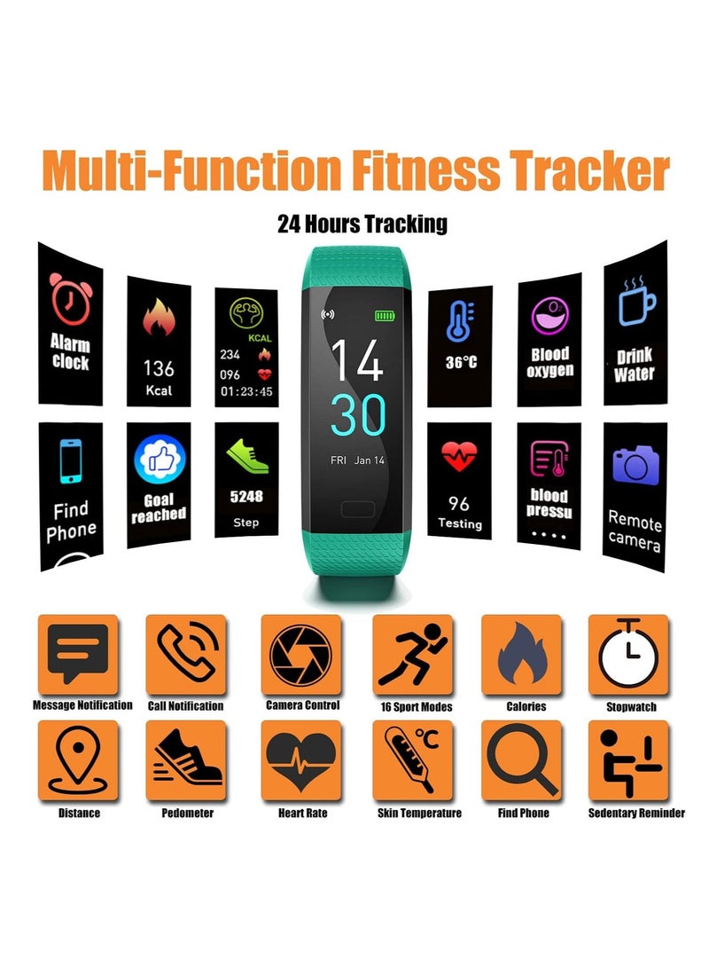 W4YOU Fitness Tracker with Step Counter ,Calories,Stopwatch,IP68,Health Tracker with Heart Rate Monitor,Sleep Tracker,Blood Oxygen,Temperature,Smartwatch,Camera Control, Message Notifications - Image 3