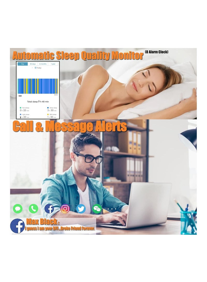 W4YOU Fitness Tracker with Step Counter ,Calories,Stopwatch,IP68,Health Tracker with Heart Rate Monitor,Sleep Tracker,Blood Oxygen,Temperature,Smartwatch,Camera Control, Message Notifications - Image 5