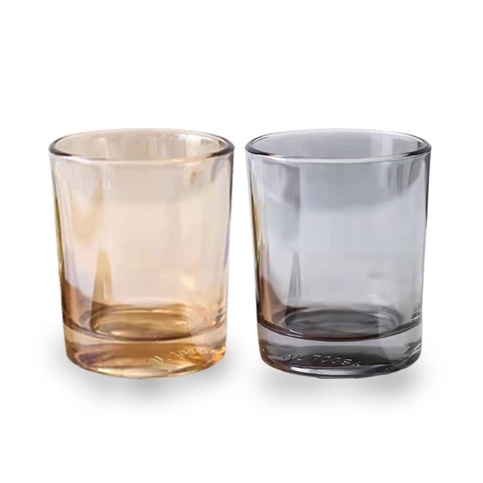 GLASS TUMBLER CUP 2PCSTOOTHBRUSH CUP HOLDER FOR MAKEUP BRUSHES TOOTHBRUSHES GLASSES AND BRUSHES ON BATHROOM AMBER GRAY