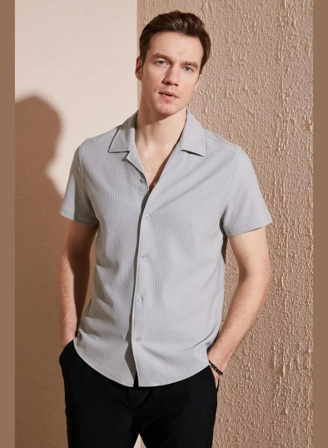 Buratti Cotton Blend Apache Collar Short Sleeve Regular Fit Shirt Men's SHIRT CF24S115882