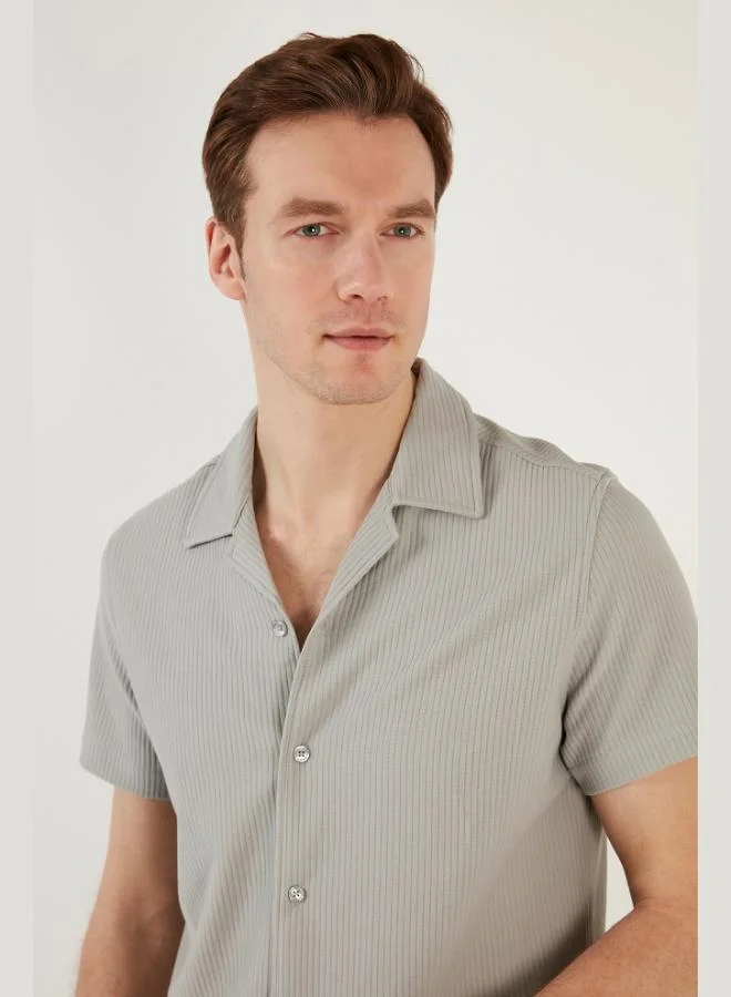 Buratti  Buratti Cotton Blend Apache Collar Short Sleeve Regular Fit Shirt Men's SHIRT CF24S115882 for Men | Best Price UAE