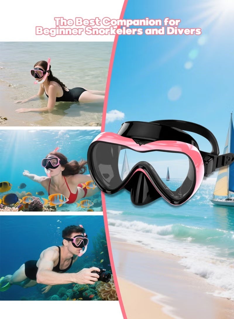 BESTPEAK Adult Snorkeling Gear, Snorkel Mask Set with 180 Degree Tempered Glass Anti-fog Goggles Dry Snorkel (Pink) - Image 4