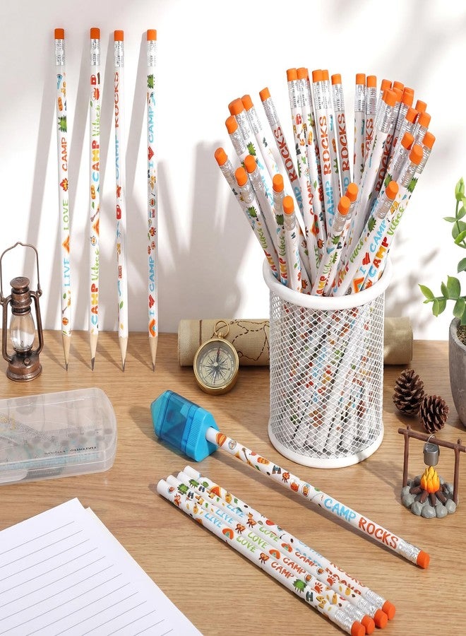 YooNotee 48 Pcs VBS Camping Pencils with Eraser Bulk Stationery Funny VBS Classroom School Supplies Gift Decor for Camping Birthday Party - Image 3