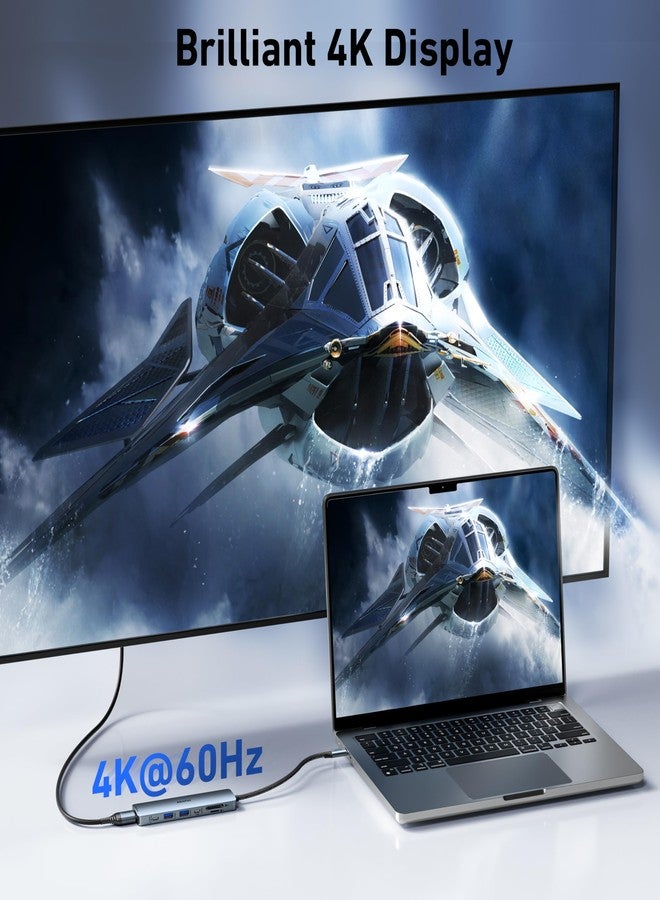 BENFEI 7-in-1 USB C Hub with HDMI(4K@60Hz), 2 USB-A, 1 USB-C Data, 100W Charge, SD/TF Card Reader, Silicone Tangle-Free Cable Compatible with MacBook Pro/Air, iPad Pro, iMac, iPhone 15 Pro/Pro Max - Image 3