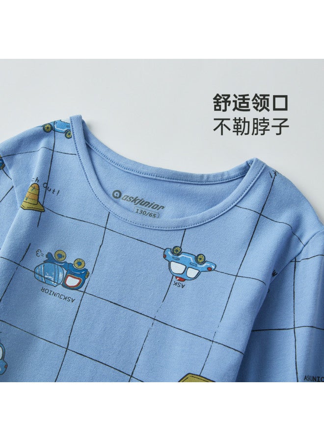 ASK JUNIOR Children's Pajama Set Boys Autumn Long Sleeve Long Pants Homewear Comfortable Cartoon Underwear Set - Image 5