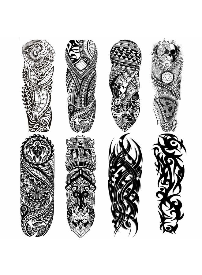 Leoars Fake Totem Sleeve Tattoos Stickers Full Arm Tribal Totem Temporary Tattoos Sleeves for Adult Kids Women Makeup, 8-Sheet - Image 1