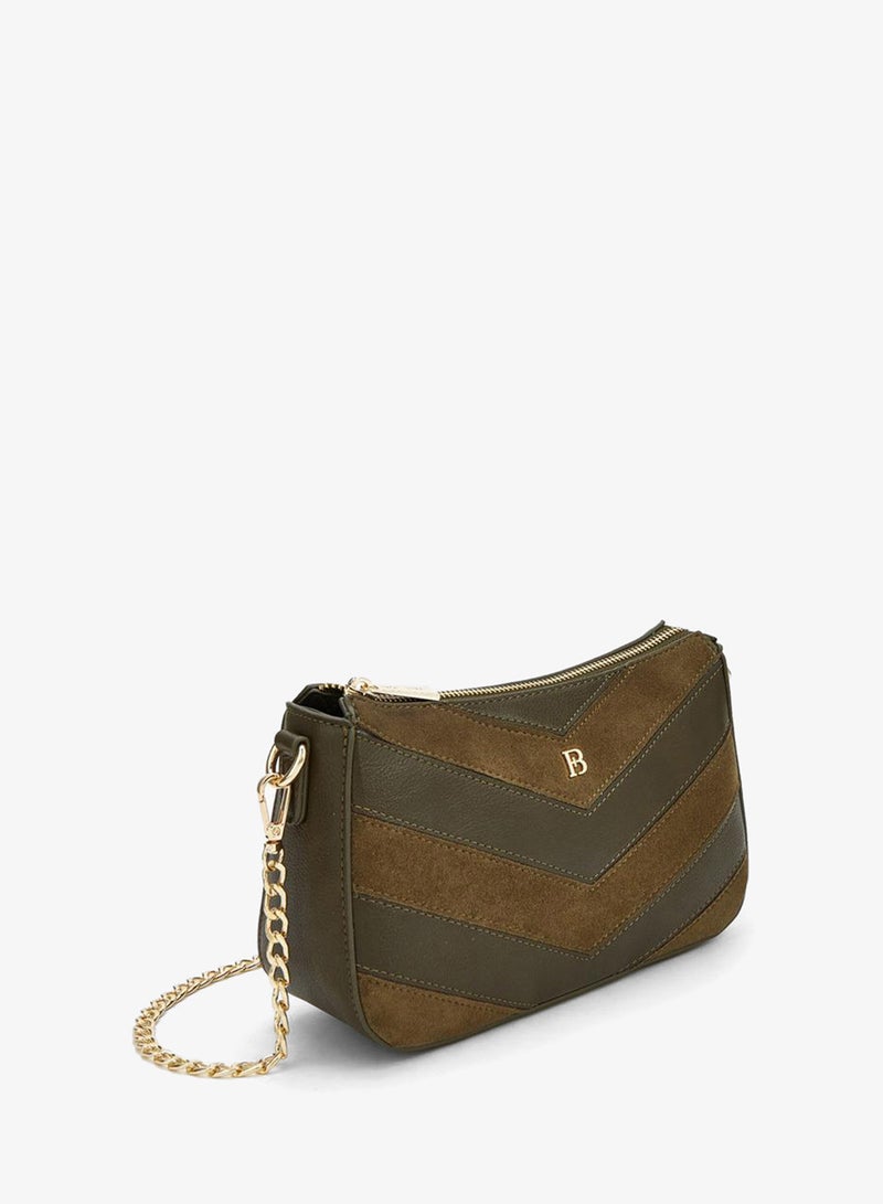 Flora Bella By Shoexpress Chevron Panelled Crossbody Bag With Chain Strap - Image 2