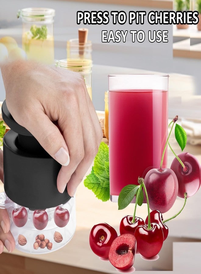 EddHomes Cherry Pitter Multiple, Quick Release Multi Cherries Stoner Pitter 7-in-1, Push Button Cherr'y Core Pit'ter with Splatter Protector, Pit Remover for Making Jam(Save Time) (Black, Large) - Image 2