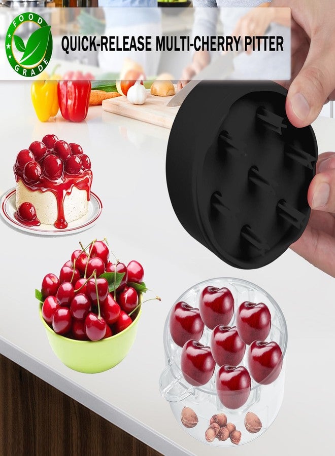 EddHomes Cherry Pitter Multiple, Quick Release Multi Cherries Stoner Pitter 7-in-1, Push Button Cherr'y Core Pit'ter with Splatter Protector, Pit Remover for Making Jam(Save Time) (Black, Large) - Image 4