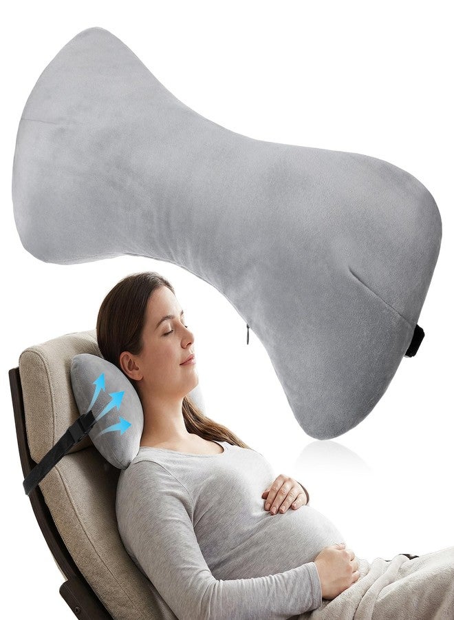 YBEATY 1Pc Neck Headrest Pillow for Recliner Armchairs, Bone Shaped Chair Head Cushion Plush Curve Cervical Roll Pillow with Adjustable Strap for Sleeping Neck Support Pain Relief Car Airplane Travel - Image 1