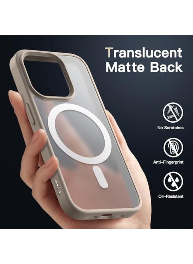 جي تيك جراب مغناطيسي لهاتف Iphone 15 Pro مقاس 6.1 بوصة متوافق مع Magsafe، غطاء خلفي شفاف غير لامع رفيع مقاوم للصدمات من التيتانيوم الطبيعي - Image 4