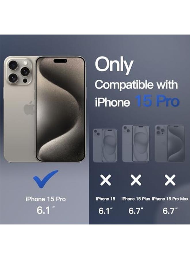 جي تيك جراب مغناطيسي لهاتف Iphone 15 Pro مقاس 6.1 بوصة متوافق مع Magsafe، غطاء خلفي شفاف غير لامع رفيع مقاوم للصدمات من التيتانيوم الطبيعي - Image 2