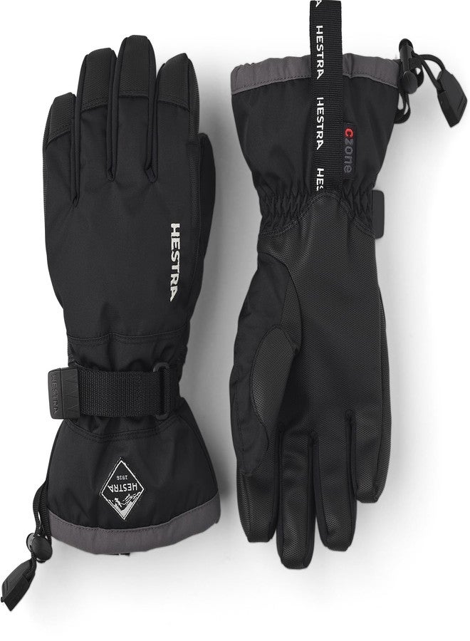 Hestra Kids Ski Waterproof C-Zone Cold Weather Winter Glove, Black/Graphite, 5 - Image 1