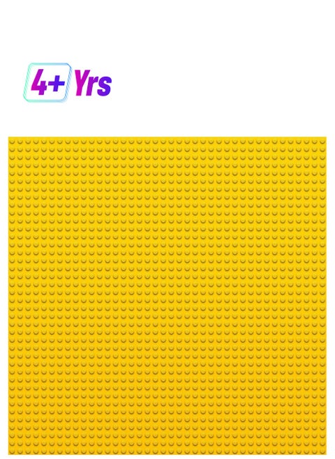 Board yellow baseplate for building, rectangular board with dimensions of 25.5×25.5 cm, perfect for open-ended creative design. Ideal for assembly, games, toys, for kids, table