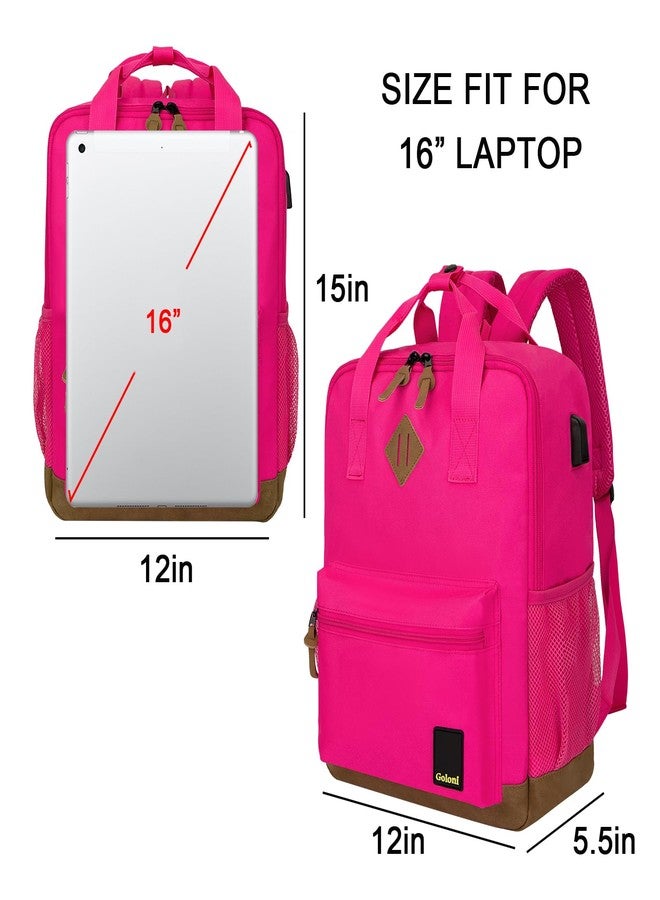 Goloni Laptop Backpack for Men Women,Travel Backpack Business Backpack with USB Port, Rose - Image 4
