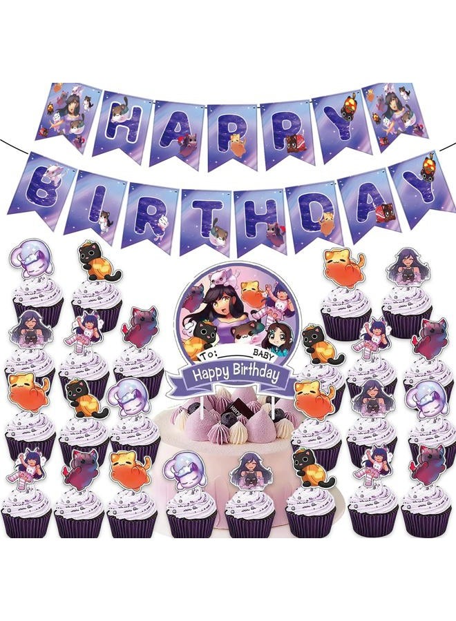Jlemon 25Pcs Cat Game Party Cake topper Super Cat Theme Cake Decorations with 24pcs Cupcake Toppers, 1pcs Big Cake Topper for Cat Game Birthday Party Supplies - Image 4