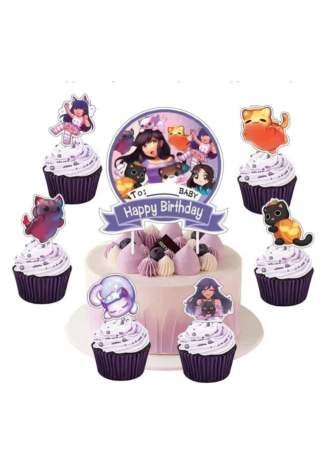 Jlemon 25Pcs Cat Game Party Cake topper Super Cat Theme Cake Decorations with 24pcs Cupcake Toppers, 1pcs Big Cake Topper for Cat Game Birthday Party Supplies - Image 1
