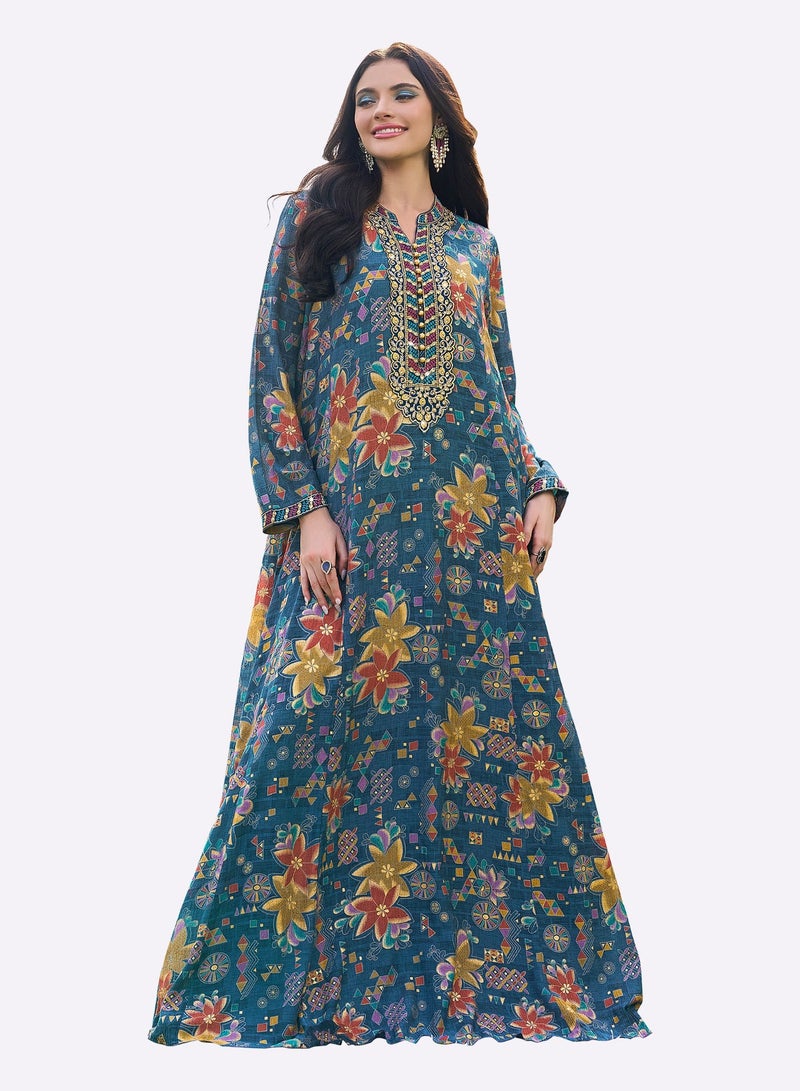 Sara Arabia Floral Geometry Jalabiya - Image 1