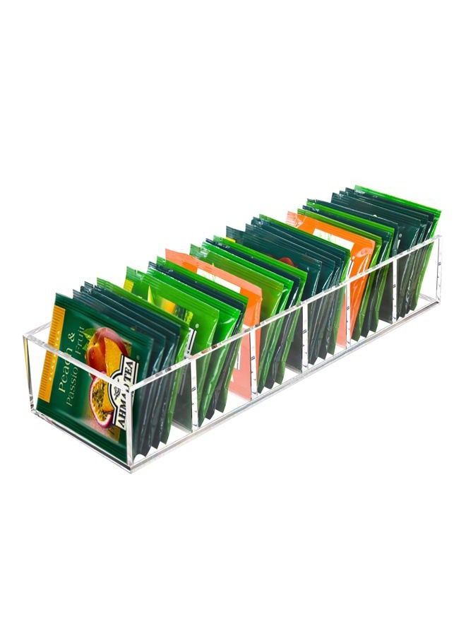 Tasybox Tea Bag Organizer, Acrylic Tea Bag Holder, Clear Small Tea Packet Storage Box for Drawer, Countertop, Pantry, Kitchen, Cabinet, Shelf, 1 Pack - Image 1