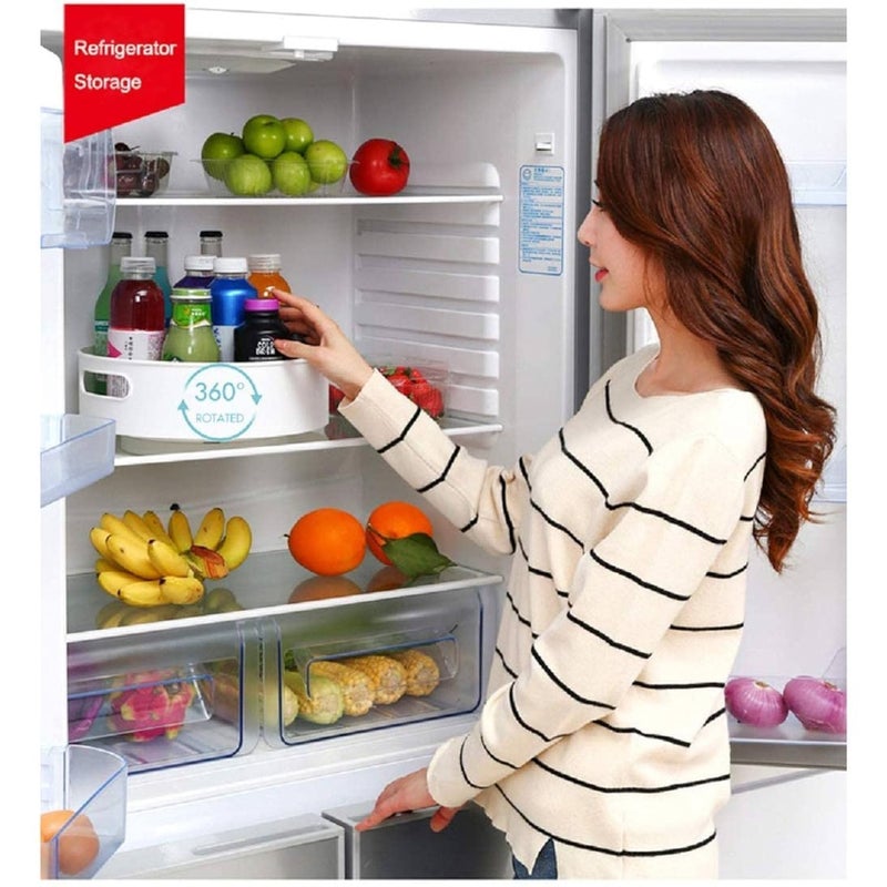 Feinerman 360° Rotating Kitchen Organizer Tray - Multi-Purpose Revolving Spices Storage Solution, Cosmetics Organizer Rack, Lazy Susan Cabinet Organizer (White) - Image 4