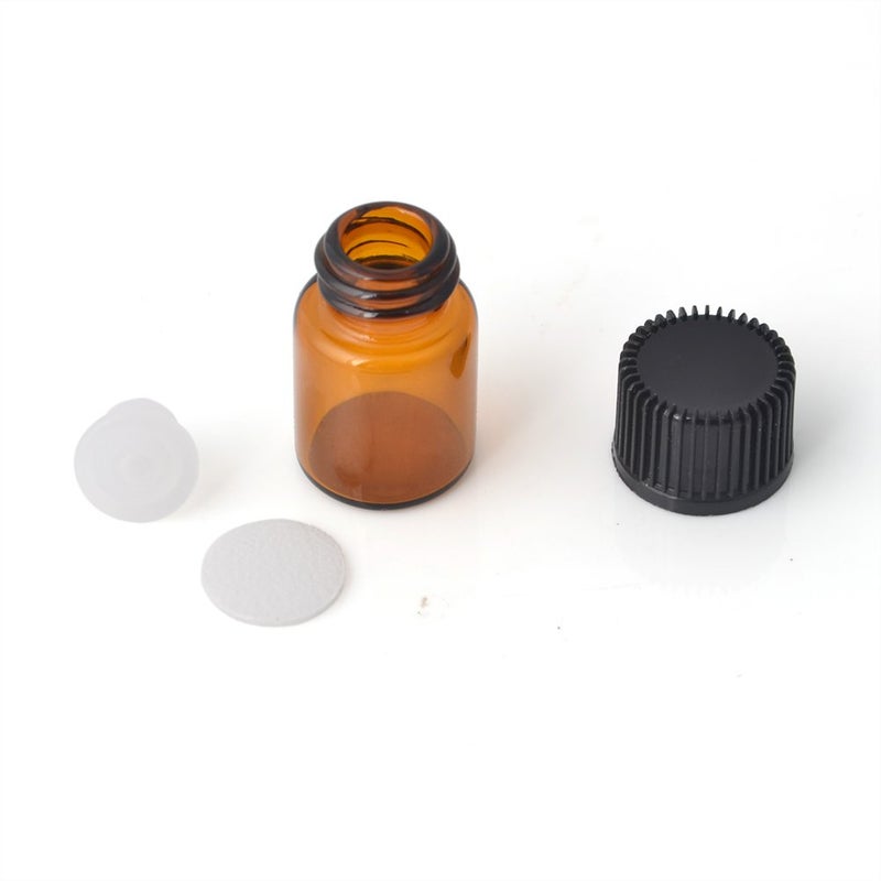 Enslz Mini Essential Oil Bottles Empty Sample bottle 1ml(1/4 dram) 2ml (5/8 dram) Amber Glass Bottle with Orifice Reducer and cap, With 2 Free Transfer Eye droppers(50 Pcs) (2ml) - Image 3