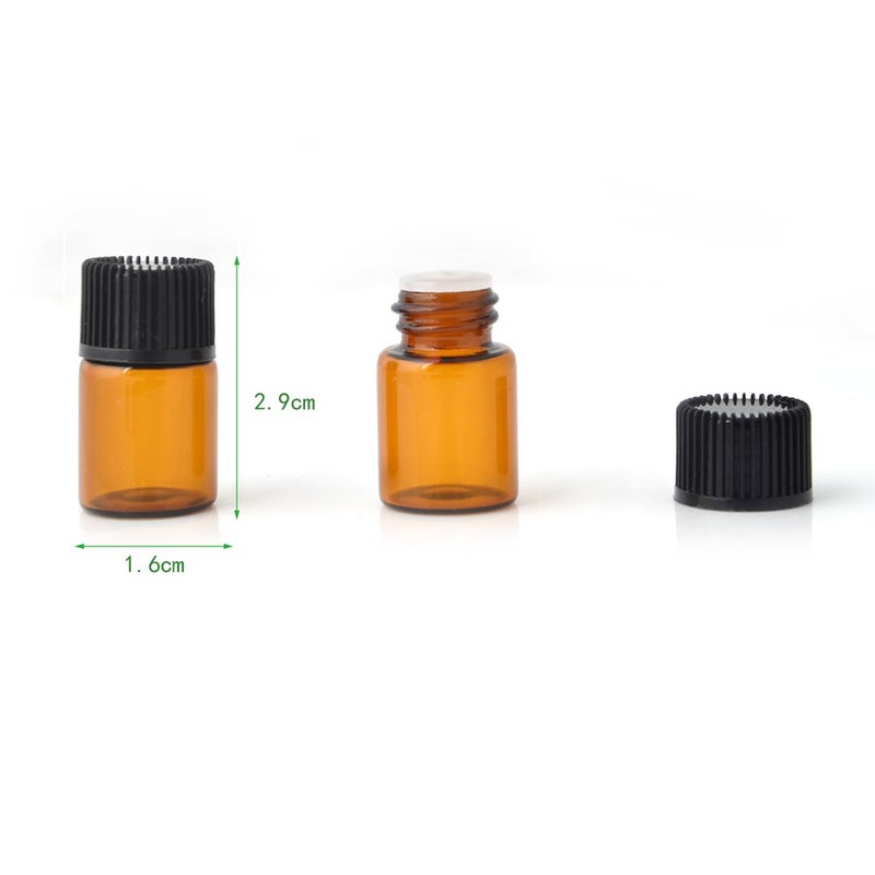 Enslz Mini Essential Oil Bottles Empty Sample bottle 1ml(1/4 dram) 2ml (5/8 dram) Amber Glass Bottle with Orifice Reducer and cap, With 2 Free Transfer Eye droppers(50 Pcs) (2ml) - Image 2