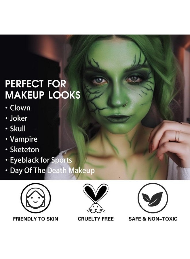 BOBISUKA Green Face Paint, Blendable Cream Body Paint, Eye Black For Sports Baseball Softball Football, Face Painting Kit For Zombie, Monster, Camo, Witch Halloween Cosplay, Costume, Parties - Image 3
