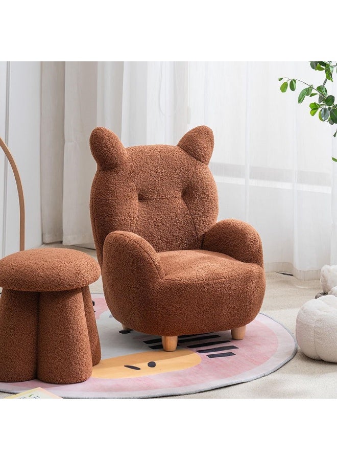 Zayn comforts كرسي أريكة للأطفال بتصميم حيوانات مع مساند ذراعين وتنجيد أنيق مزخرف (بني)  - Image 1