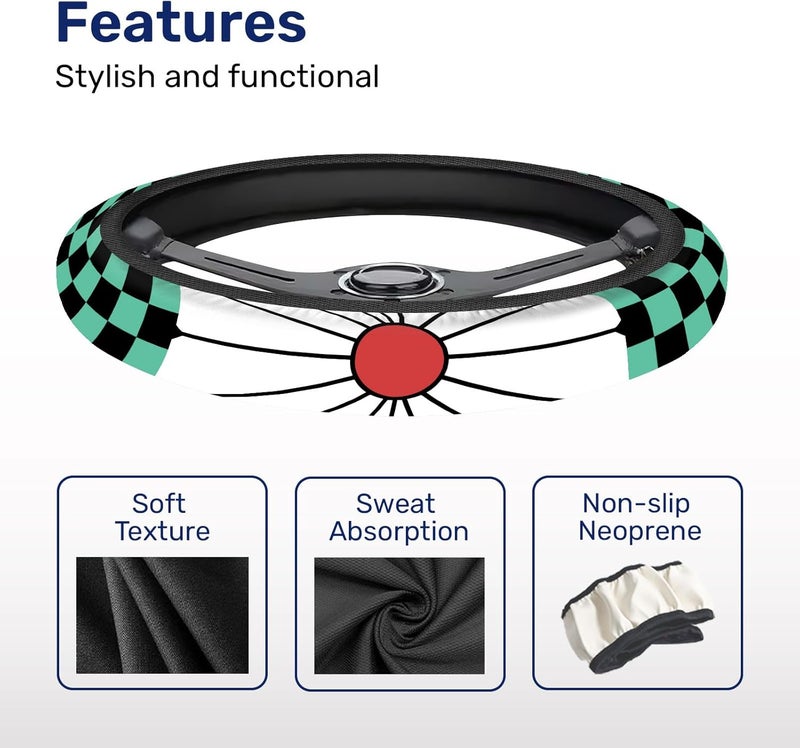GENANY Steering Wheel Cover, Anti-Slip Neoprene Steering Wheel Grip, Breathable Drivers Steering Wheel Protector, Sweat Absorbing Car Accessories, Gifts, Decoration - Image 4