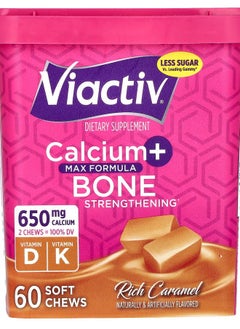 Viactiv Calcium + Bone Strengthening Max Formula Rich Caramel 60 Soft Chews 