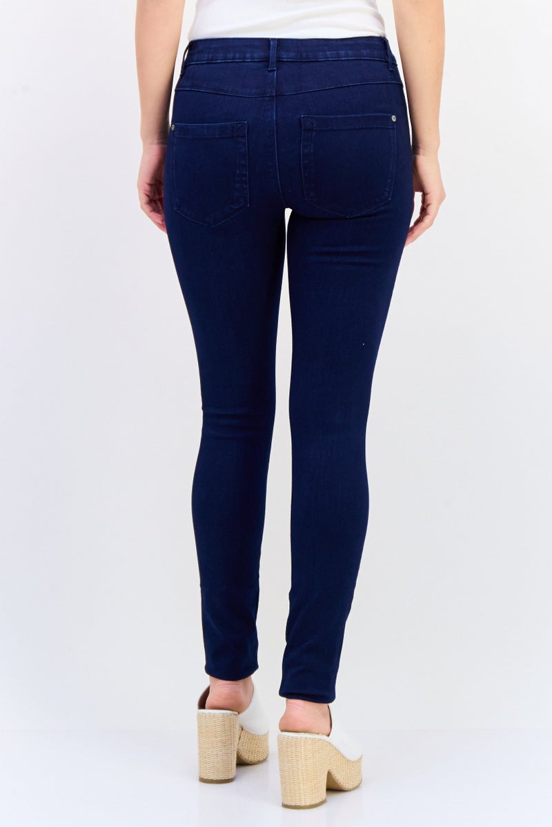 ONLY Women Skinny Fit Washed Regular Waist 32 Inseam Stretchable Denim, Dark Blue - Image 4