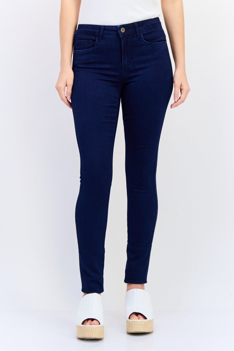 ONLY Women Skinny Fit Washed Regular Waist 32 Inseam Stretchable Denim, Dark Blue - Image 1