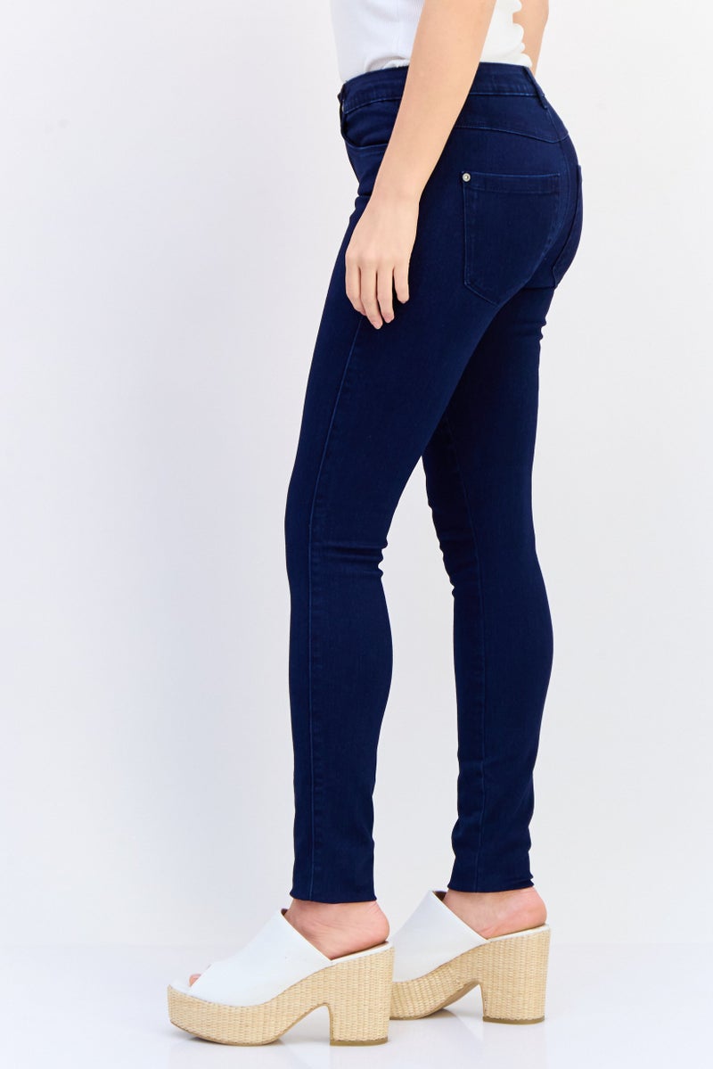 ONLY Women Skinny Fit Washed Regular Waist 32 Inseam Stretchable Denim, Dark Blue - Image 3