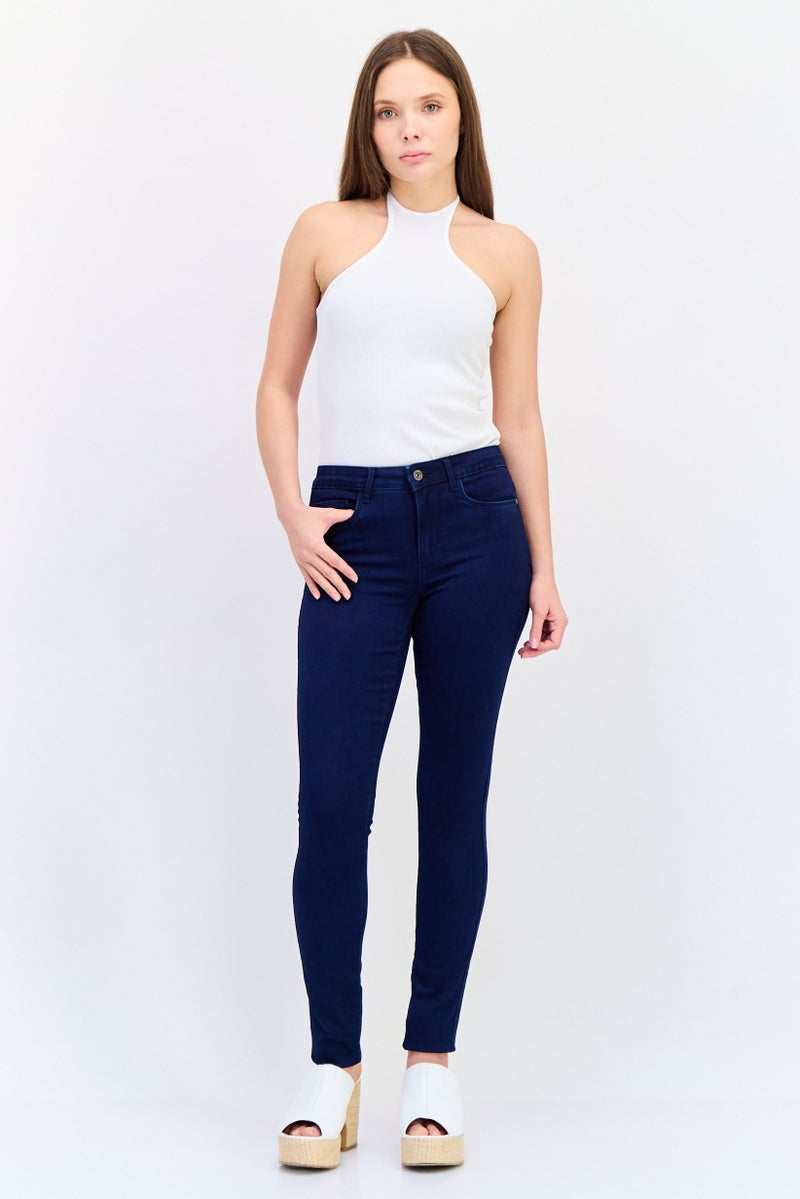 ONLY Women Skinny Fit Washed Regular Waist 32 Inseam Stretchable Denim, Dark Blue - Image 2