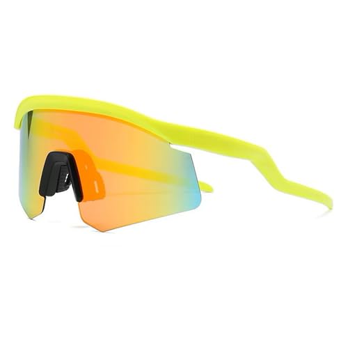Dervin Non Polarized Oversized Sports Sunglasses for Men Women, Outdoor Cricket Cycling Hiking Fishing Sunglasses (Green-Yellow Mirror) - Image 1