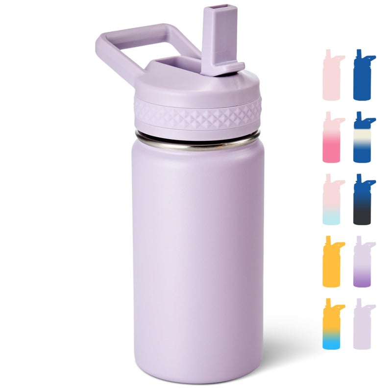 Fijinhom 12 oz Kids Water Bottle, Toddler Water Bottle with Straw, Boys&Girls Bottle for School, 304 Stainless Steel Vacuum Insulated Bottle for Kids, BPA-Free, Leak-Proof, Lilac - Image 1