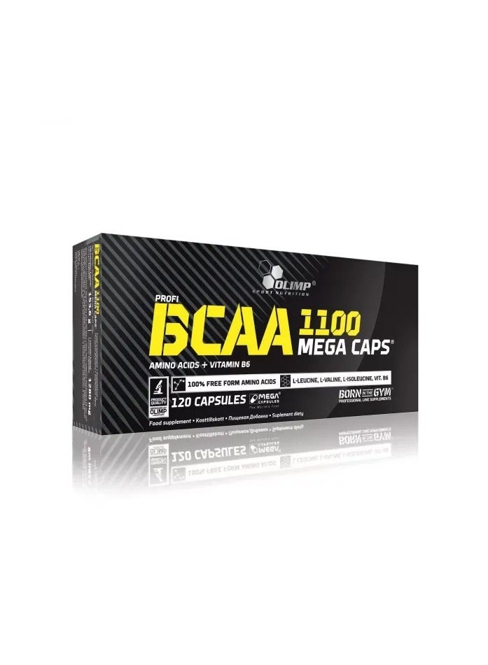 Olimp BCAA 1100 | L-Leucine, L-Valine, L-Isoleucine + B6 | Mega Caps for Muscle Growth + Performance | 120 Caps