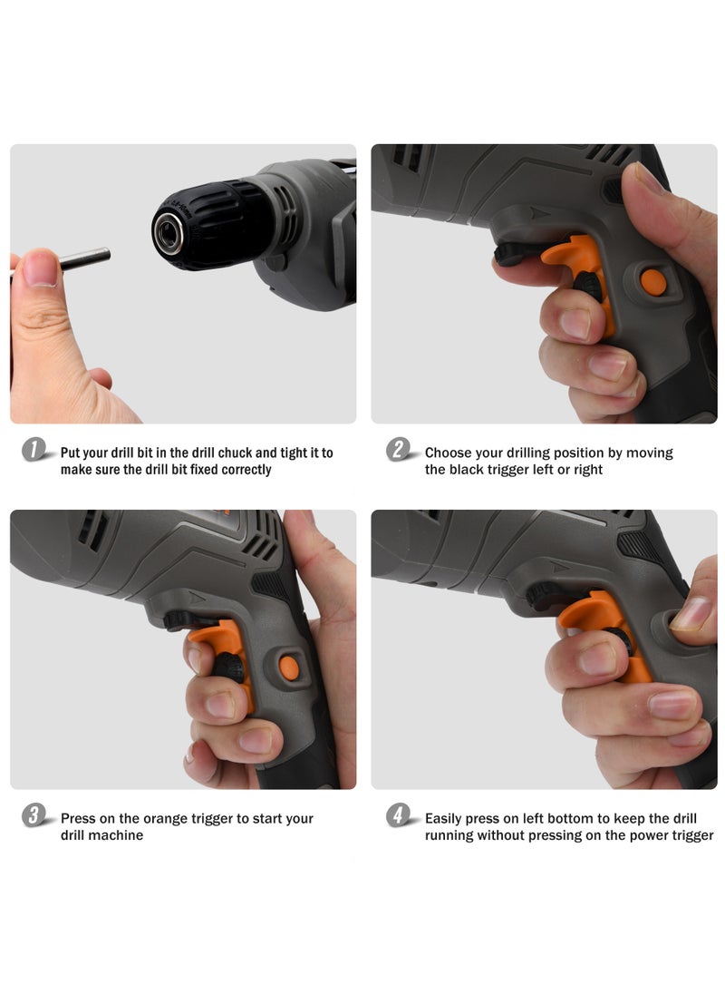 KSEIBI KBM 450 S, Electric Drill, 450W, No-Load Speed 0-3300 R.p.m, Power Drill with 10MM Keyless Chuck, Suitable for Drilling Precise Holes in Plastic Materials, Drilling into Bricks and Concrete Blocks.  - Image 2