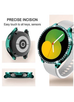 DEALELE [2-Pack] Case Compatible with Samsung Galaxy Watch FE / 5/4 40mm, Bling Single-Row Diamond PC Protective Case Replacement Watch Cover Bumper (40mm, Green+Transparent)  - Image 2